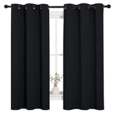 NICETOWN Halloween Pitch Black Solid Thermal Insulated Grommet Blackout Curtains/Drapes for Bedroom Window (2 Panels, 42 inches Wide by 63 inches Long, Black) image 0